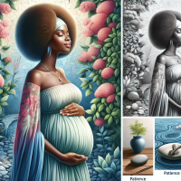 Image of a beautiful African pregnant woman which depicts the essence of the treasure found in patience